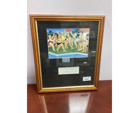 Beryl Cook signiture "My Best Regards Beryl Cook" pencil signed beneath small print of Pool Games, 30 x 24cm.