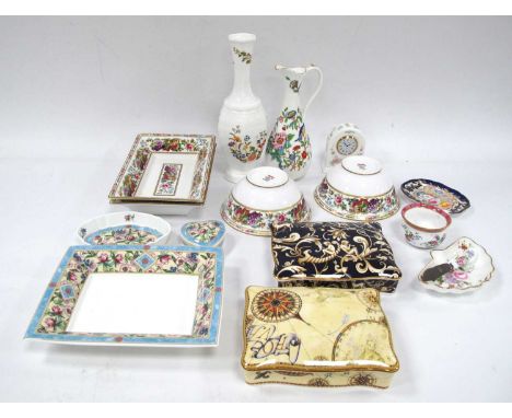 Wedgwood Playing Card Boxes, Spode, Royal Crown Derby, Aynsley Trinkets etc:- One Tray.