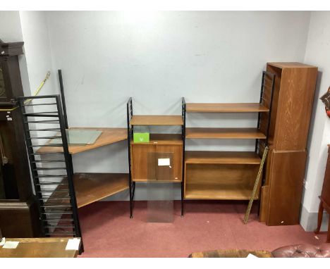 Mid Century Staples Ladderax Sectional Open Plan Corner Unit, comprising four black metal ladders, 160cm high and three 130cm