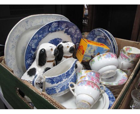 Royal Stafford China 'Charmaine' Tea-service, wood ware, blue-white, bowls, tureen etc:- One Box.