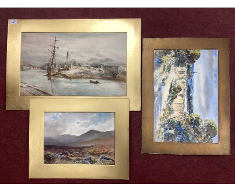 W. H. Dyer Moorland Scene, watercolour 27 x 37.5cm, signed lower right, Inobee landscape watercolour, C.W Adderton print, all