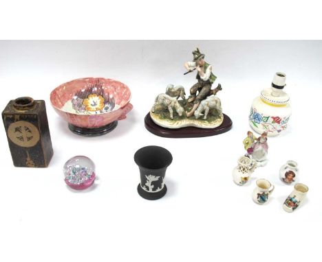 Poole Pottery Table Lamp, 'G.B' Studio vase, Kensington 'Gloria' bowl, Wedgwood, Campodimonte, Caithness, etc- One Tray.