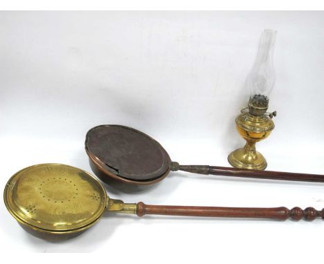 XIX Century Copper and Brass Warming Pans - brass oil lamp (3).