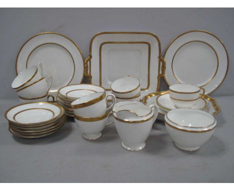 A Collection of White and Gilt Ceramics, to include Royal Doulton 'Royal Gold', comprising square serving plate, teacups, var