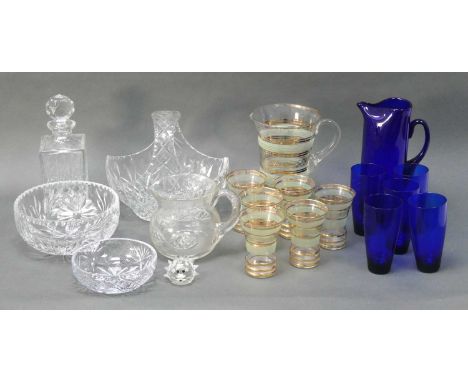 Mid XX Century Leomonade Set, whisky decanter, water jug, Swarovski hedgehog (base chip), etc:- One Tray.