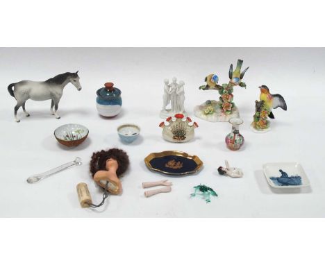 Beswick Grey Foal - Royal Adderley blue tit and chaffinch, Copenhagen pin tray, etc:- One Tray.