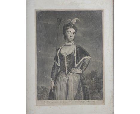 An 18th century mezzotint of Kitty Clive, a hand-coloured print, "A Full Blown Macaroni", five other prints, various, and a s