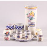 A 1930s Carter Stabler Adams Poole floral decorated cylinder vase, 8 1/2" high, a 1930s Poole floral
