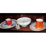 A Carlton ware mug, a Quimper dish, a model of a woman, 4 1/4" high, a Carlton ware "Haig" jug and