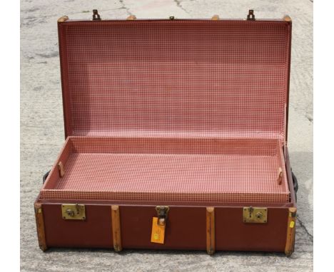 A canvas and wooden trunk, a leather briefcase, a jewellery box and other itemsdimensions: 12 1/2" H x 36" W x 21 1/2" D