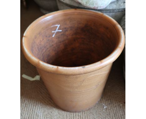 A stoneware planter with incised decoration, 18" dia x 17" high