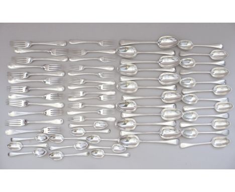 A canteen of silver beaded flatware for twelve, 114.4oz troy approx, and eleven matching silver plated teaspoonsCondition: us