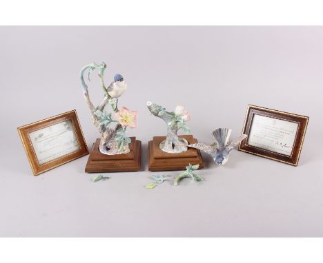 A pair of Royal Worcester Dorothy Doughty Lesser Whitethroats and Roses, in original boxes (for restoration)