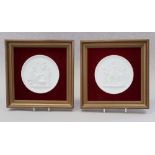 A set of four Royal Copenhagen Thorvaldsen porcelain panels, in gilt frames