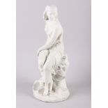 John Bell: a Victorian Parian figure of a seated woman, Miranda, 15" high (restored)