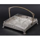 A WMF white metal and cut glass lined hors d'oeuvres stand, a cut glass waisted vase, 5” high, a