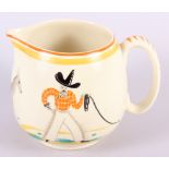 A Susie Cooper "Cowboy" pattern nursery ware jug, 4" high