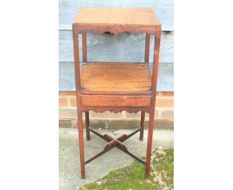 A late 19th century mahogany washstand, fitted one drawer, on chamfered supports, 13 1/2" wide, a late 19th century walnut co