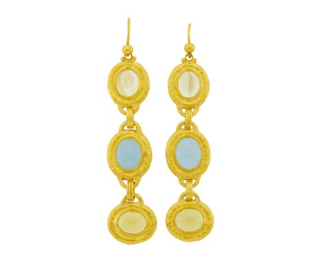 Estate / Collection: From the Private Collection of an American Philanthropist2 oval cabochon aquamarines, 2 oval cabochon gr