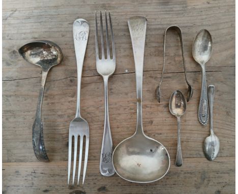A mixed lot of silver comprising a Georg Jensen ladle, a Hester Bateman ladle etc. weight 7ozt.  