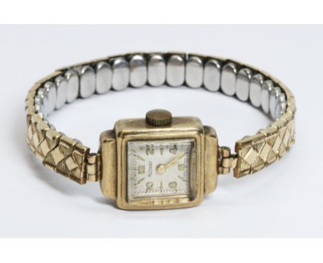 A ladies 9ct gold Rotary wristwatch with gold plated strap.  