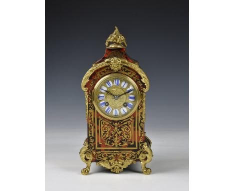 A French boulle mantel clock late 19th / early 20th century, the eight day movement with half hour strike on a gong, no. 3095