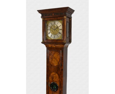 A fine late 17th century walnut veneered longcase clock by Daniel Le Count of London the movement with anchor escapement, fiv