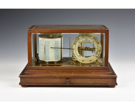 A mahogany cased barograph by Short & Mason Ltd, London the silvered dial marked RD No.428606, with bevelled glass, eight tie