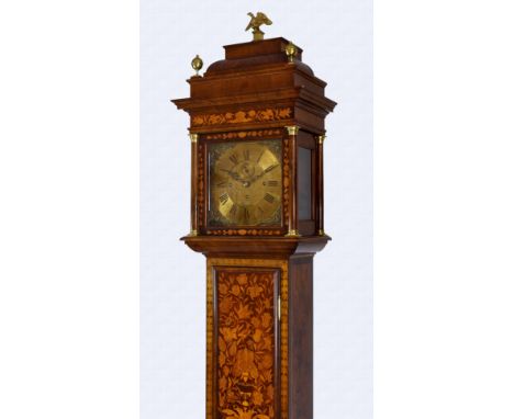 A fine late Victorian or Edwardian figured walnut and marquetry musical longcase clock in the Queen Anne style the eight day 