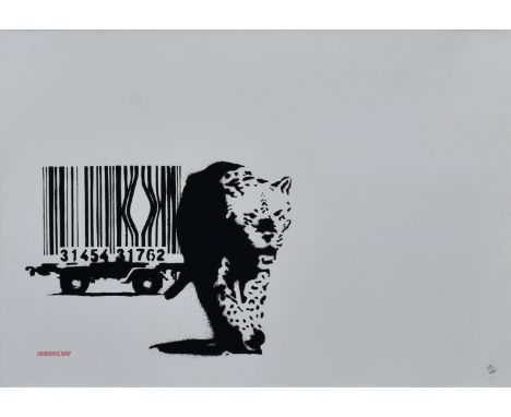 Banksy (born 1975) - Barcode Leopard, 2004, screenprint on cream wove paper, red ink stamped signature and numbered 461/600 i