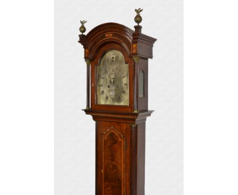 An early 19th century Channel Islands mahogany longcase clock by Naftel of Guernsey the eight day bell strike movement fronte