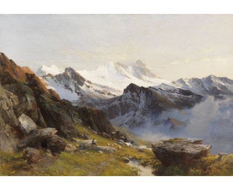 Edward Theodore Compton  - - 1849 London - 1921 Feldafing Großglockner von der Prager Hütte aus, früh. 1890. Öl auf Leinwand.