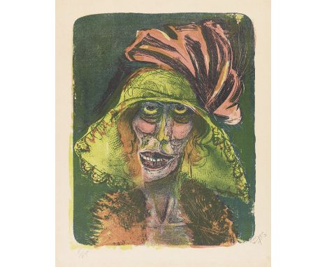 Otto Dix  - - 1891 Gera - 1969 Singen Leonie. 1923. Farblithografie. Karsch 58/III b (von b). Signiert, datiert und nummerier