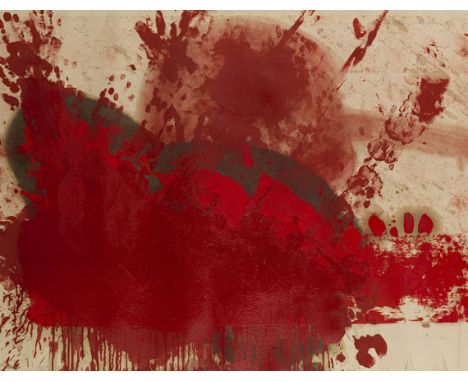 Hermann Nitsch  - - 1938 Wien - lebt und arbeitet in Prinzendorf Ohne Titel. 1987. Mischtechnik auf Pappe, auf Unterlagekarto