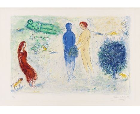 Marc Chagall  - - 1887 Witebsk - 1985 Saint-Paul-de-Vence Le jugement de Chloé. 1961. Farblithografie. Mourlot 315. Cramer Li