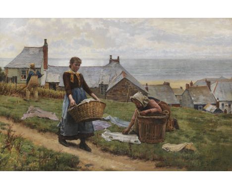 William Henry Bartlett  - - 1858 London - 1932 London A bad wind for fish, but a good one for drying. 1884. Öl auf Leinwand. 