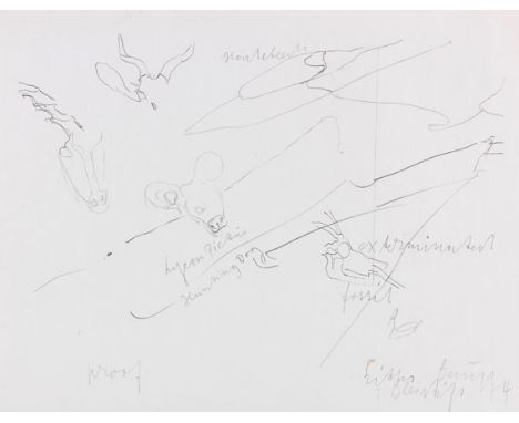 Joseph Beuys  - - 1921 Krefeld - 1986 Düsseldorf Proof zu Blatt 8 aus der Folge 'Zeichnungen zu Leonardo Codices Madrid'. 197