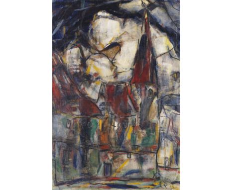 Christian Rohlfs  - - 1849 Niendorf/Holstein - 1938 Hagen Aus Dinkelsbühl. 1923. Tempera auf Leinwand. Vogt 682. Rechts unten