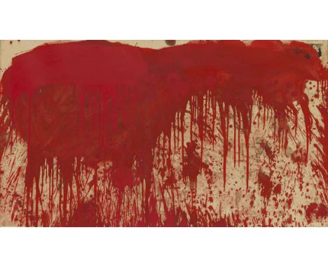 Hermann Nitsch  - - 1938 Wien - lebt und arbeitet in Prinzendorf Malaktionsrelikt, Wiener Sezession. 1987. Öl und Blut auf le