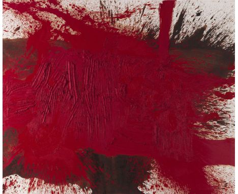 Hermann Nitsch  - - 1938 Wien - lebt und arbeitet in Prinzendorf Bodenschüttbild (38. Malaktion 1996). 1996. Öl und Blut auf 