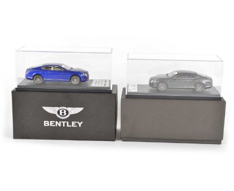 Two 1:43 Scale Bentley model cars. A Looksmart Models Continental HT Speed (BL1036) and a 'Model Assemblies' Limited Edition 