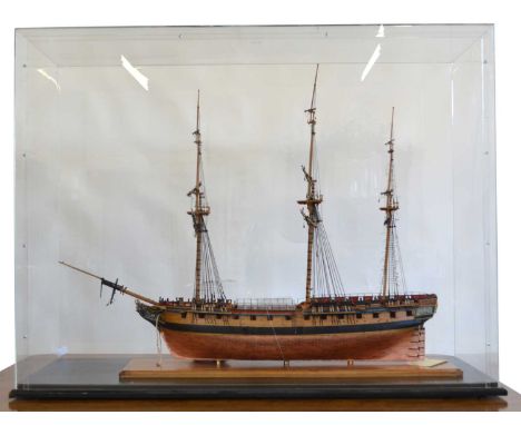 HMS Diana 1-64 scale model in perspex case with box of accessories. 126cm wide, 49cm deep, 95cm high (perspex case)Condition 