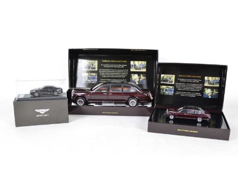 Three Minichamps models to include a 1:43 Scale Diecast Model Bentley State Limousine in original presentation box (BL800), a