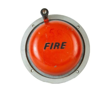 A British military Perry Barr Hand-Crank Fire Bell. 29cm in diameter, with broad arrow mark.