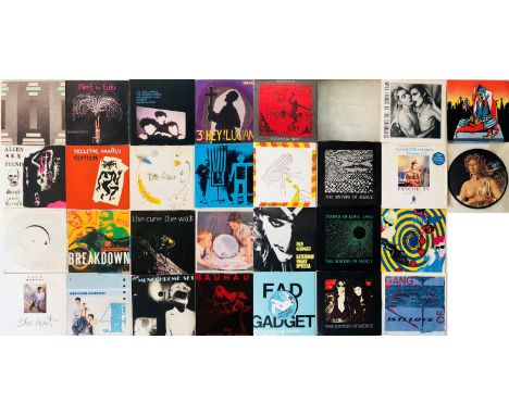 POST PUNK/GOTH - 7". Brill collection of 30 x excellent 45s. Artists/titles include The Cure (x3) A Single (double 7" FICG 15