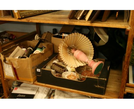 Shelf of assorted glass, bric a brac etc.