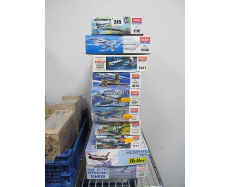 Ten Boxed Academy, Minicraft, Heller Plastic Model Aircraft Kits, predominantly 1:72 scale including #4442 Academy 1:144 scal