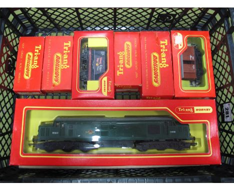 A Boxed Tri-ang Hornby "OO" Gauge #R.751 Co-Co Type 3 Diesel Locomotive, R/No. D6830, BR green livery, box good, six boxed Tr