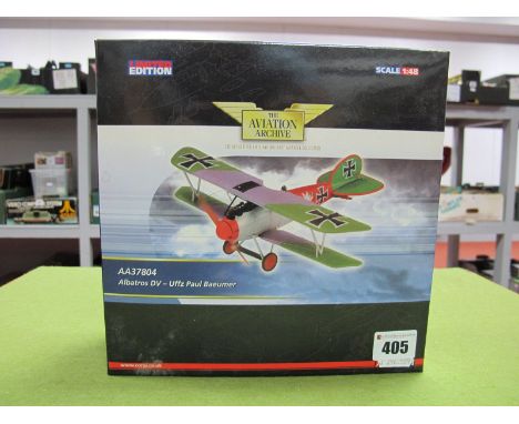 A Boxed Corgi Aviation Archive 1:48th Scale Diecast German World War I Aircraft, #AA37804 Albatross DV-UFFZ Paul Baeumer, nev