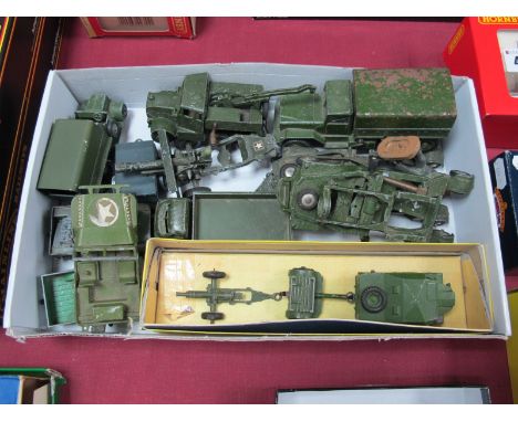 A Quantity of Playworn Original Dinky, Corgi and Lone Star Military Vehicles, including Dinky set #697, 25 pounder gun unit i